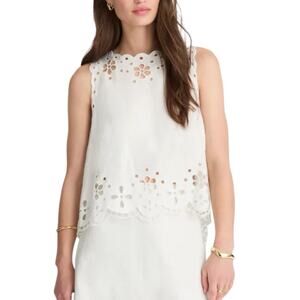 NWT Madewell Linen Embroidered Eyelet Hi Low Top White Size XL